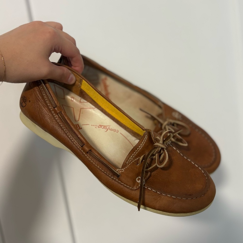 Timberland Benin Boat Loafers Flats Brown Leather Shoes Women's Size 8.5